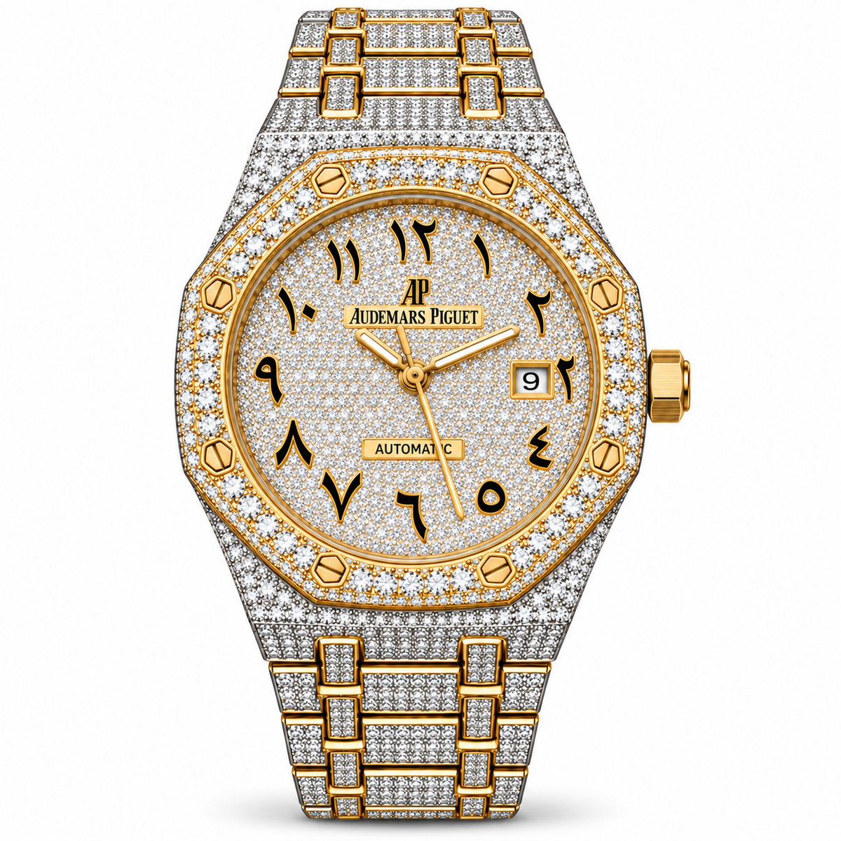 925 AM Moissanite Flooded AP Royal Oak [ARABIC DIAL] (Copy)