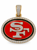 SF Red Enamel Silver Moissanite Pendant