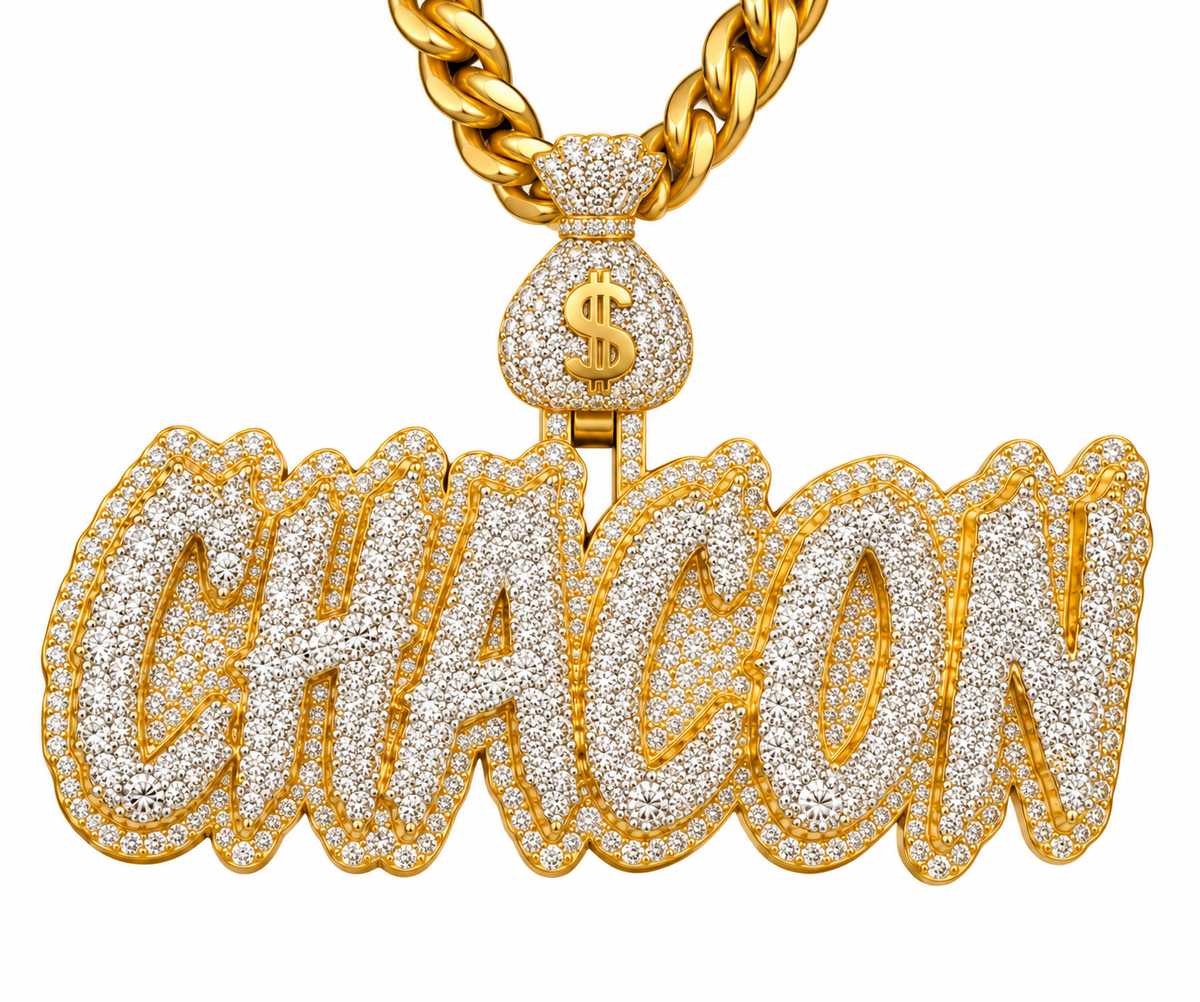 “CHACON” Silver Moissanite Custom Name Pendant