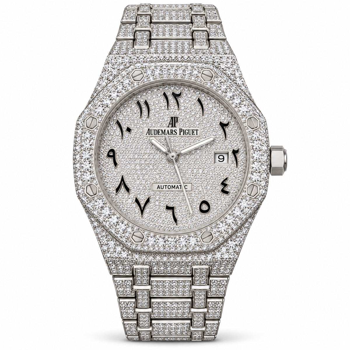 925 AM Moissanite Flooded AP Royal Oak [ARABIC DIAL] (Copy)