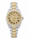 925 AM Moissanite Flooded Rolex Watch