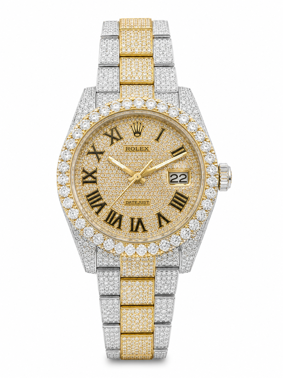 925 AM Moissanite Flooded Rolex Watch