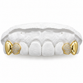 10K SOLID AND ICED TOP DOUBLE CAP NATURAL GRILLZ