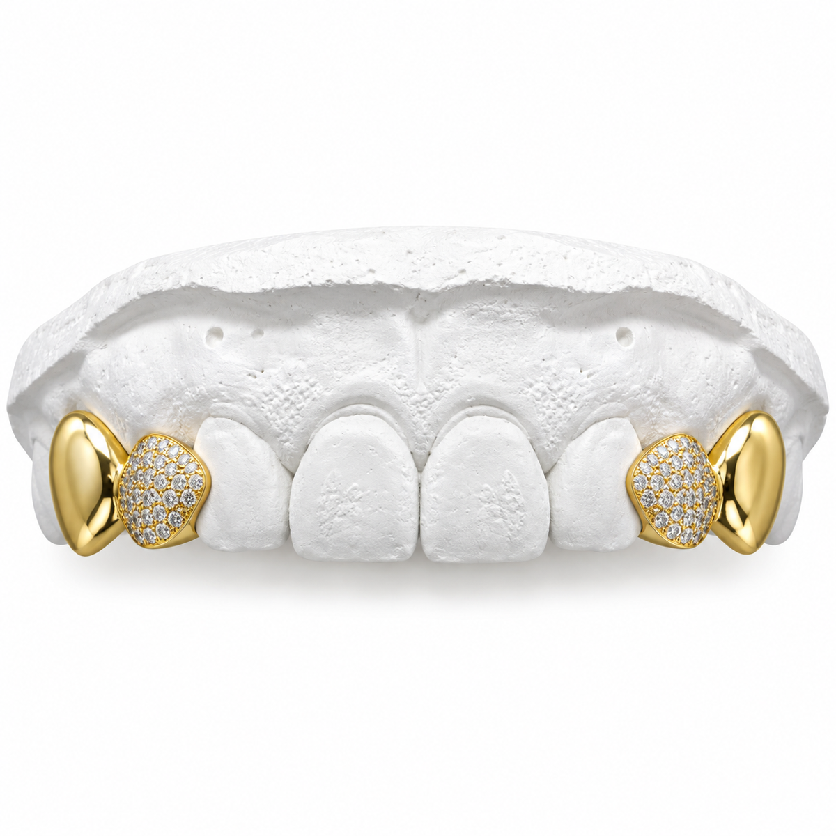 10K SOLID AND ICED TOP DOUBLE CAP NATURAL GRILLZ