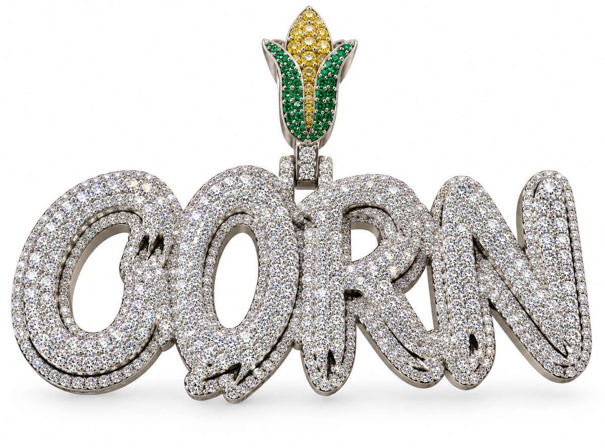 CORN Silver Moissanite Custom Pendant