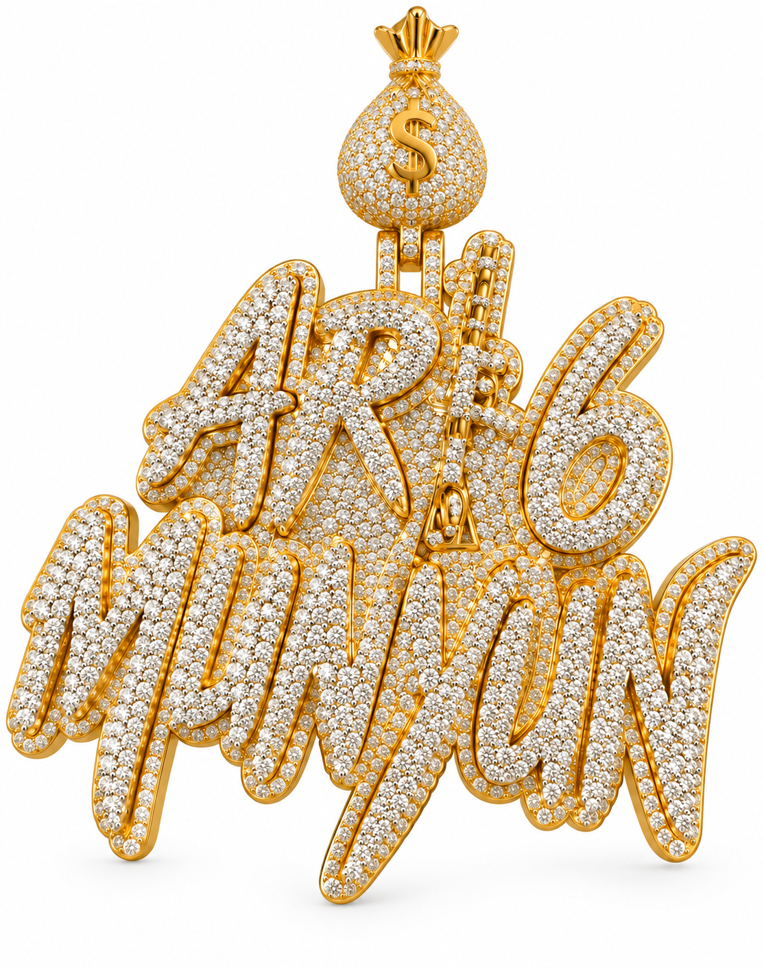 “AR16 Minimum” Silver Moissanite Custom Pendant