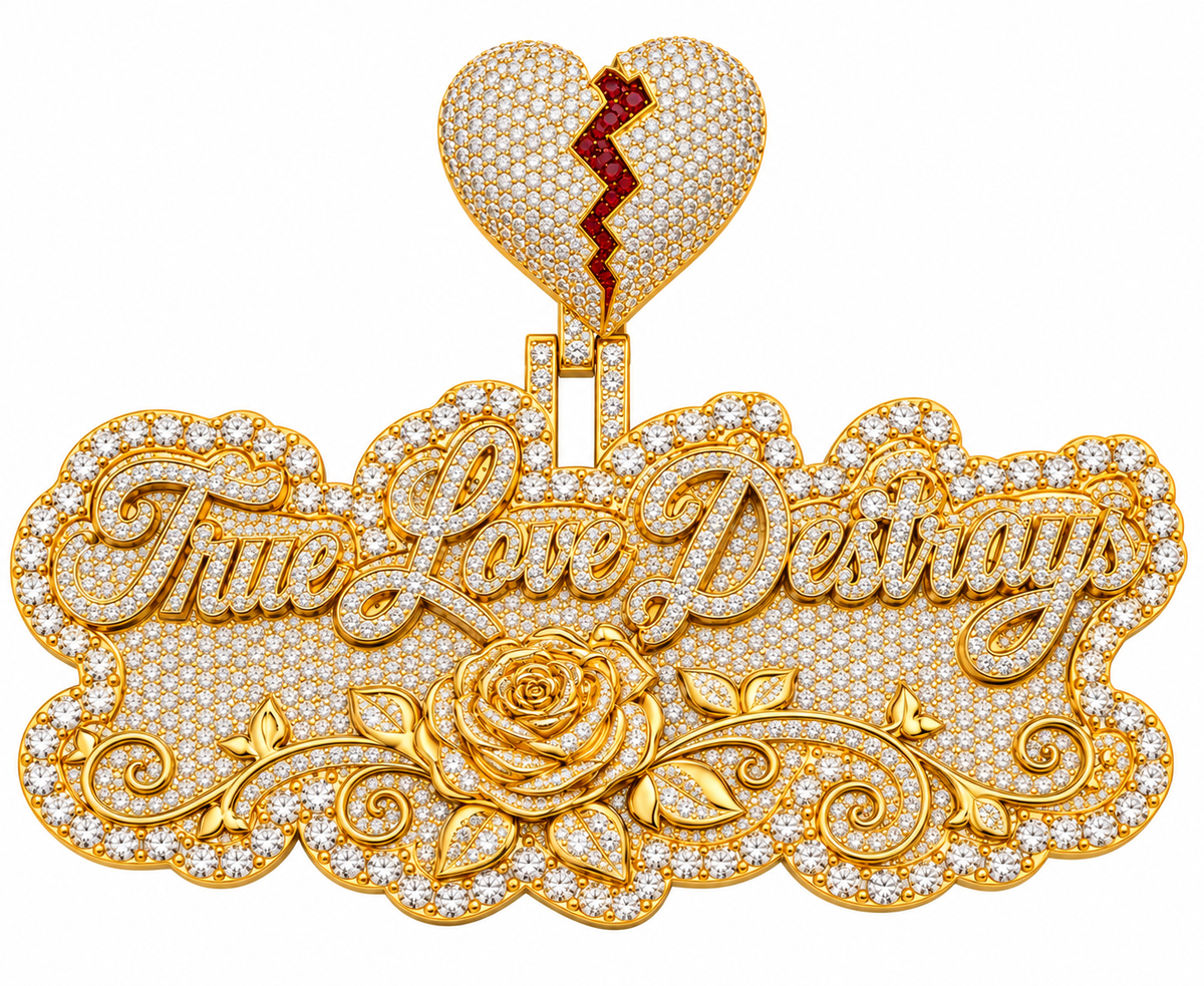 True Love Destroys Silver Moissanite Pendant
