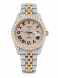 925 AM Moissanite Flooded Rolex Watch