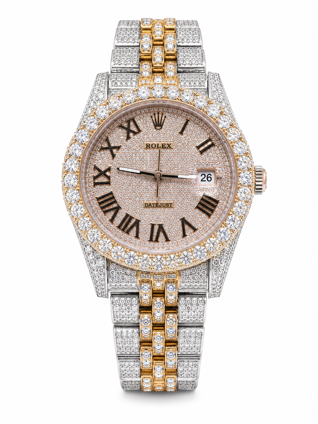 925 AM Moissanite Flooded Rolex Watch