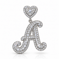925 Moissanite Heart Initial Pendants