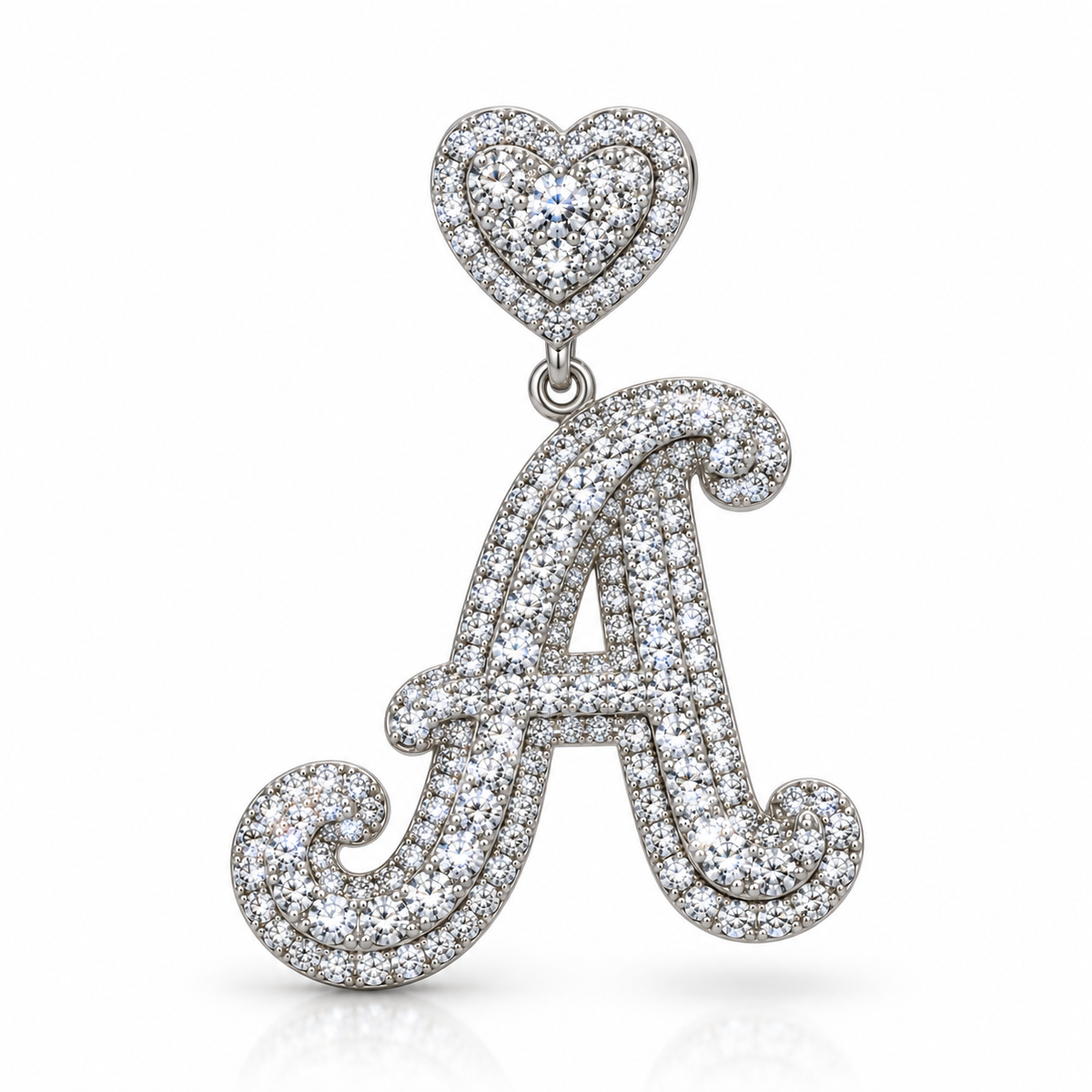 925 Moissanite Heart Initial Pendants