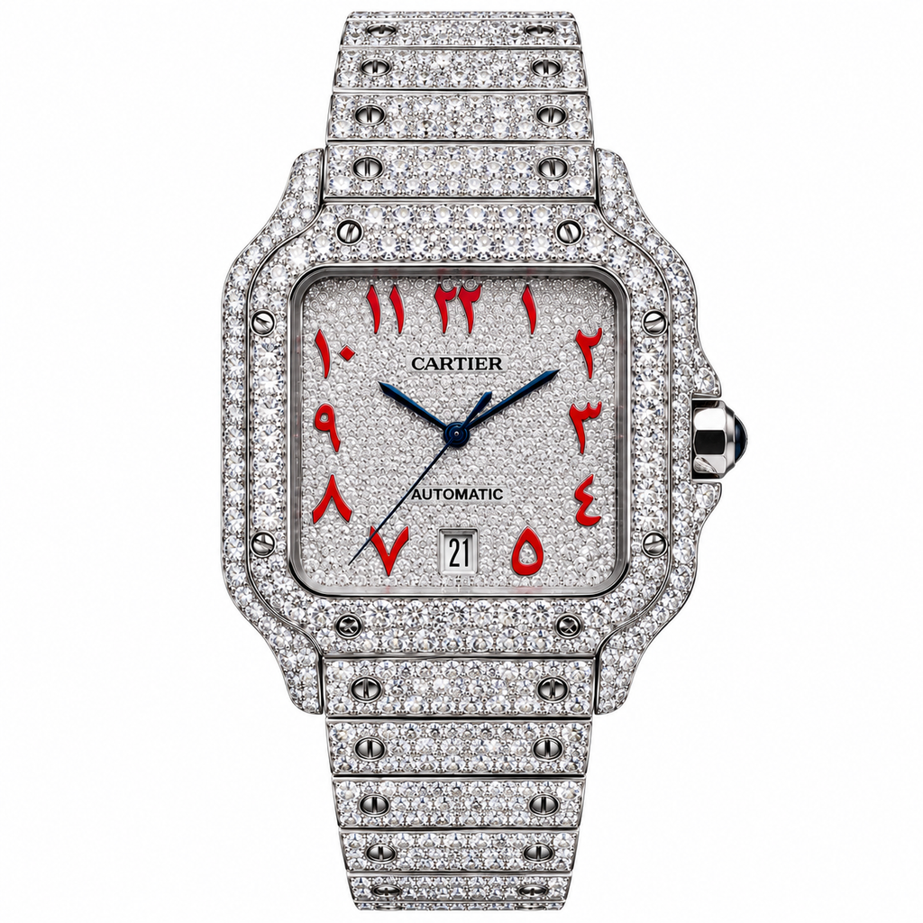 925 AM Moissanite Flooded Cartier Watch
