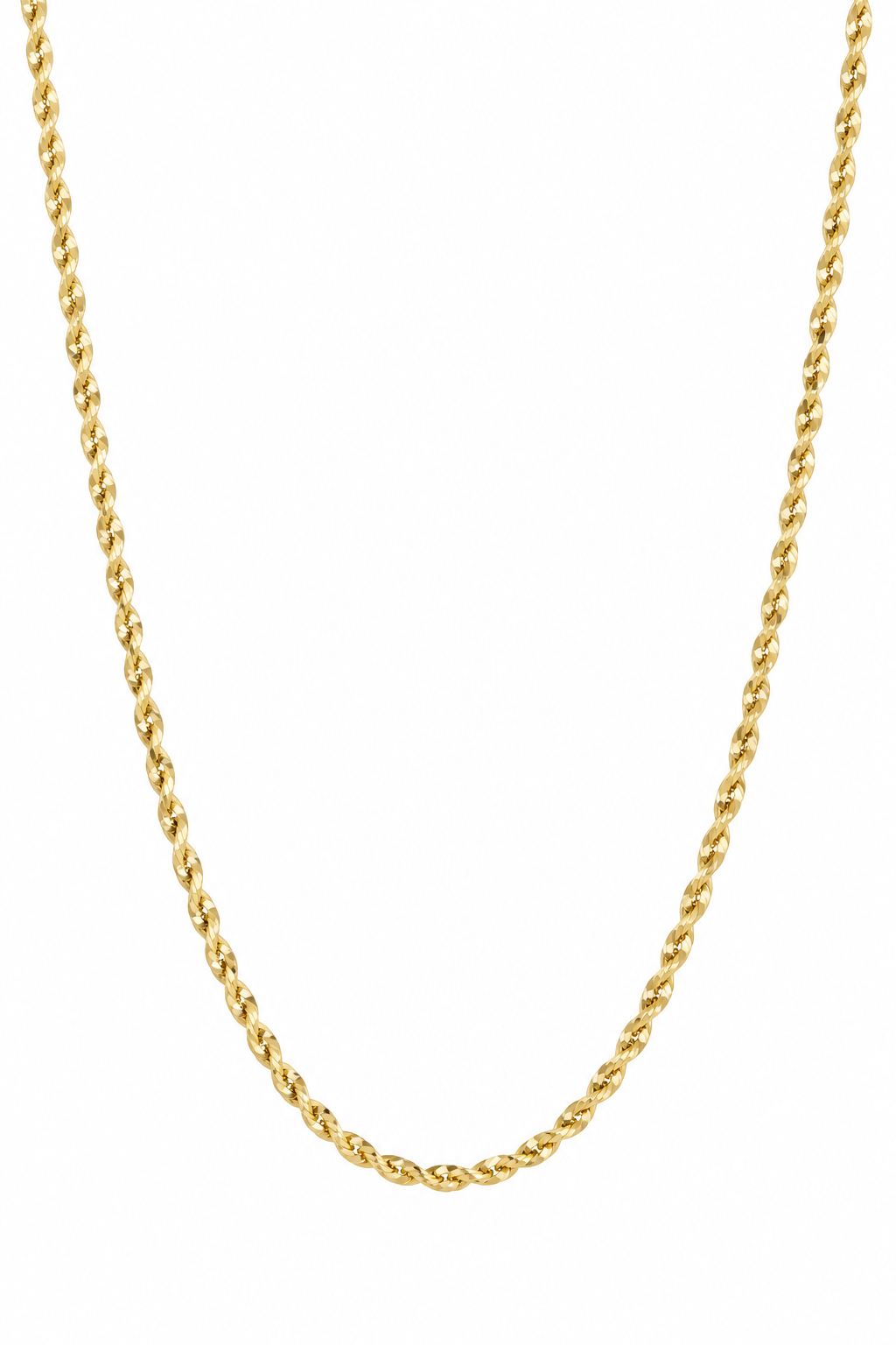 10K 2.4mm Diamond Cut Rope Chain
