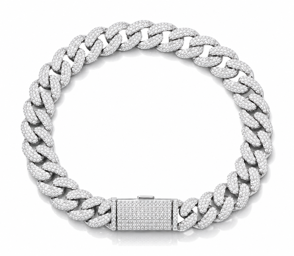 925 10mm Moissanite Curb Cuban Bracelet