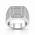 925 Moissanite Mens Cluster Ring