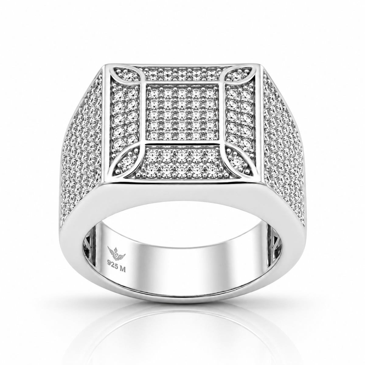 925 Moissanite Mens Cluster Ring