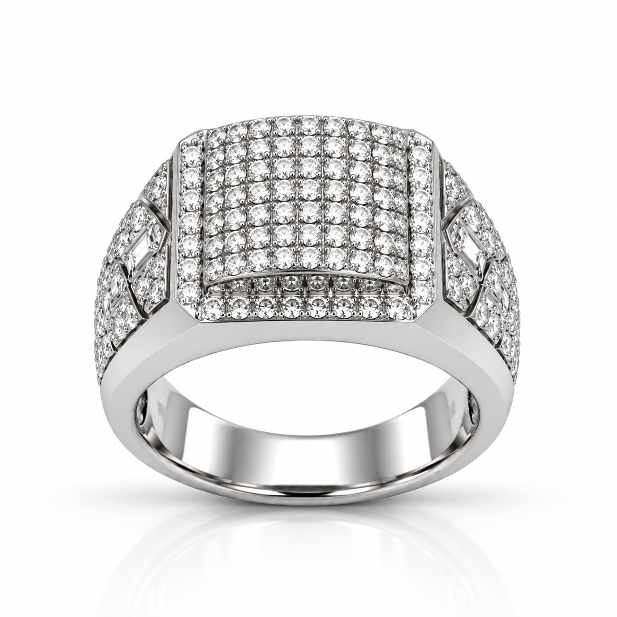 925 Moissanite Mens Cluster Ring