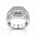 925 Moissanite Mens Cluster Ring