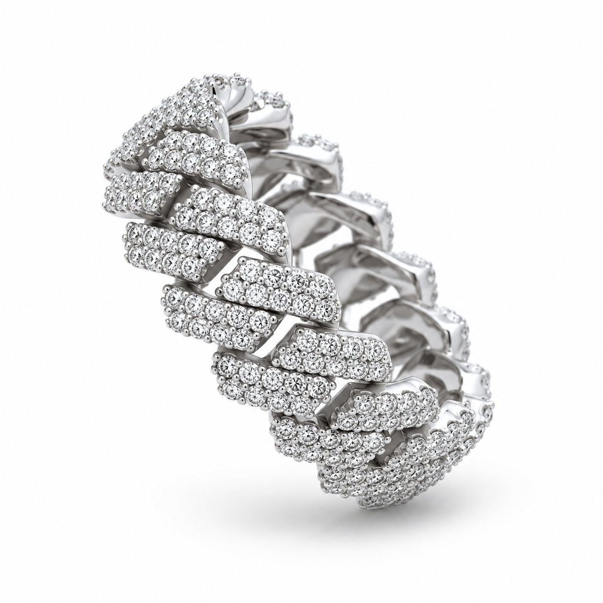 925 Moissanite Mens Cuban Band Ring