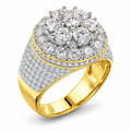 925 Moissanite Mens Cluster Ring