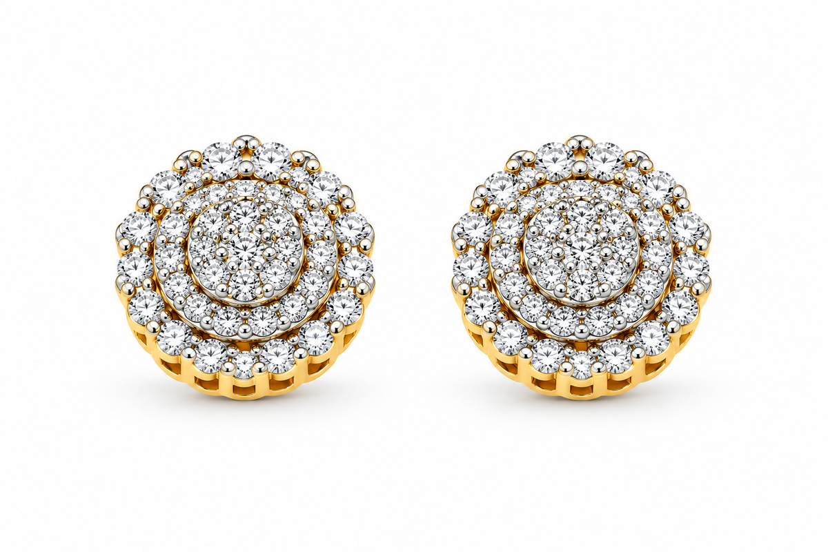 925 Moissanite Circle Cluster Earrings