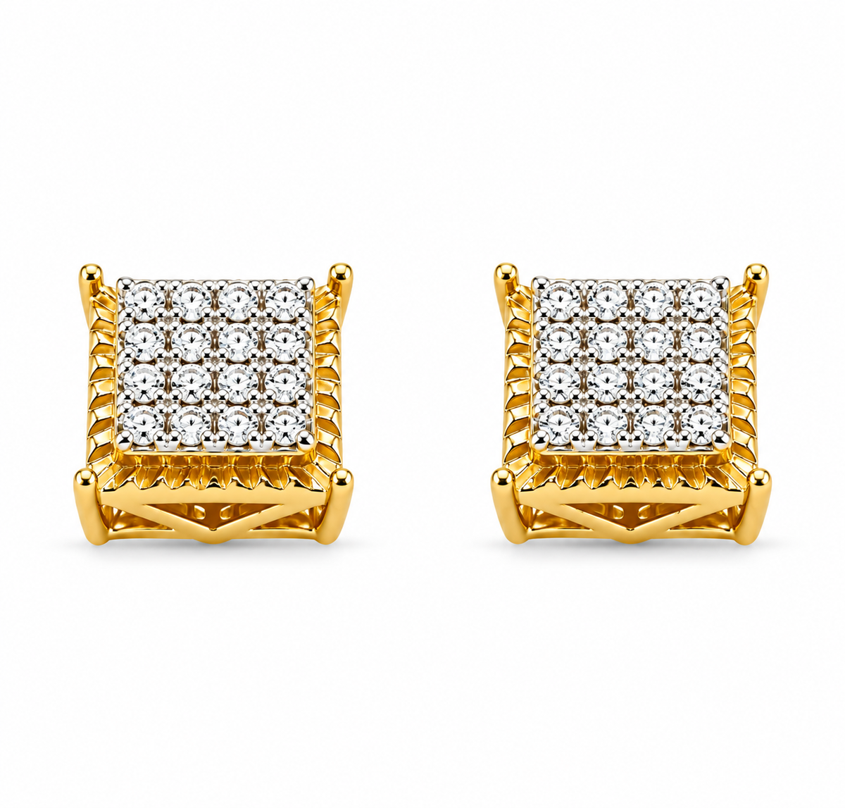 925 Moissanite Square Cluster Earrings
