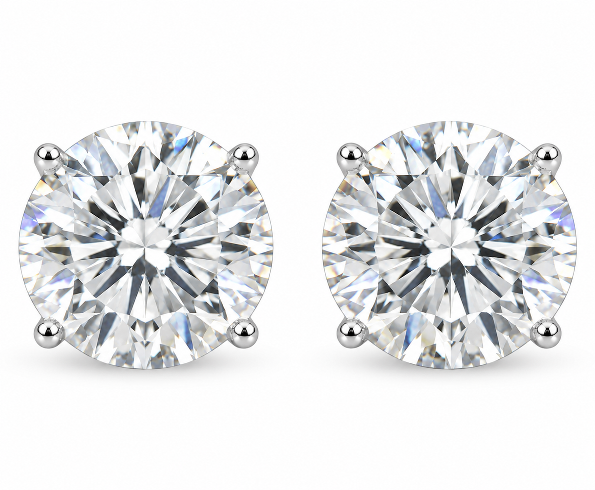 925 8ctw Moissanite Solitaire Earrings