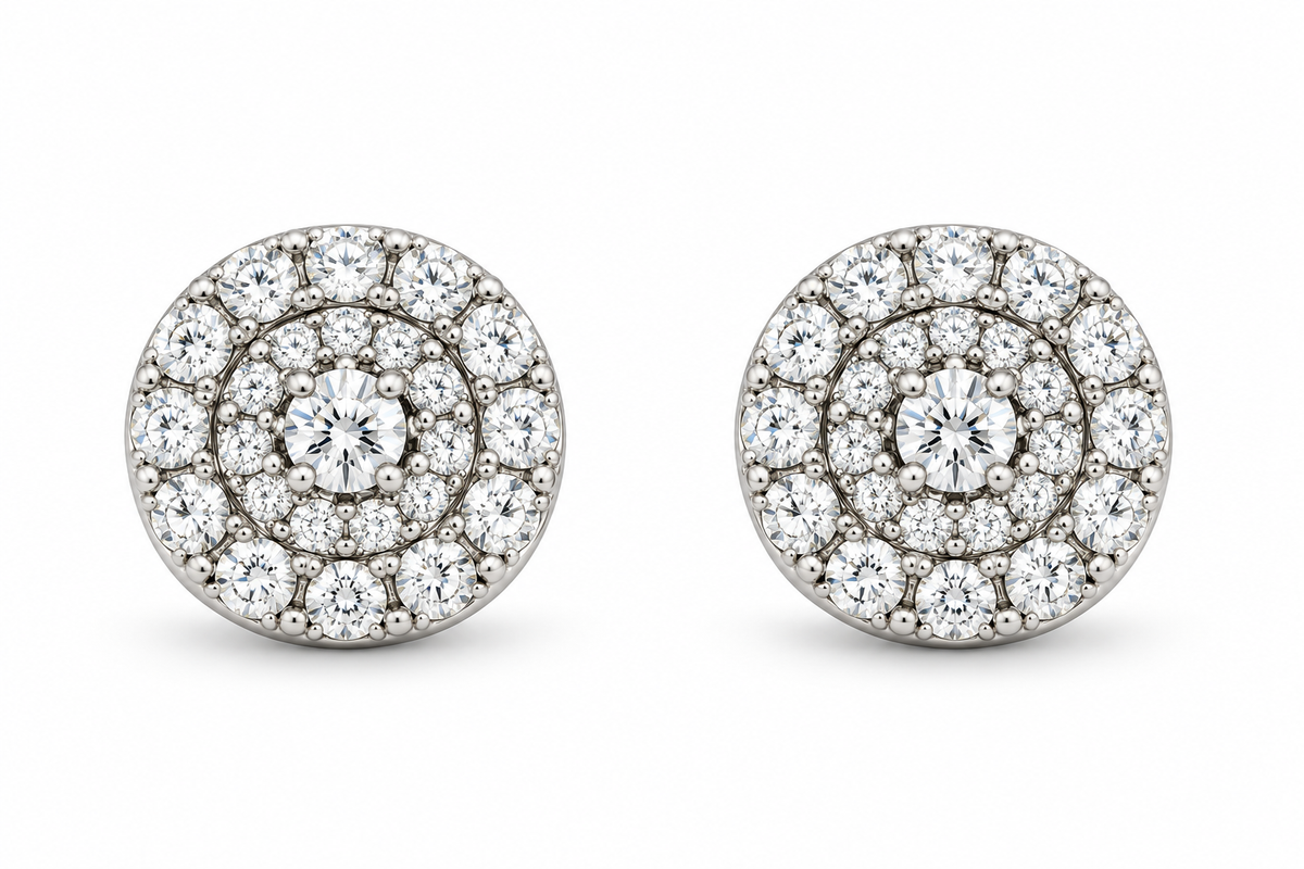 925 Moissanite Circle Cluster Earrings