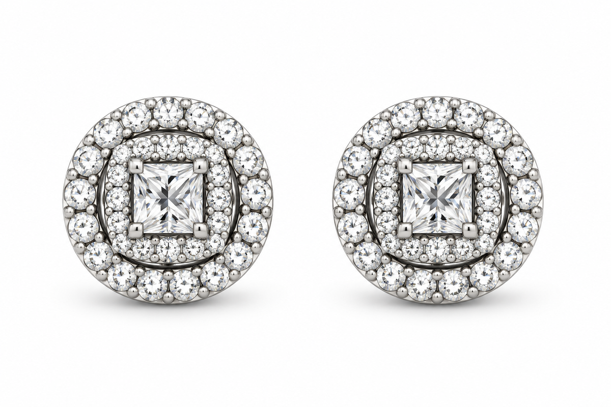 925 Moissanite Circle Cluster Earrings