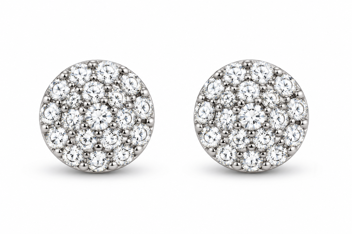 925 Moissanite Circle Cluster Earrings