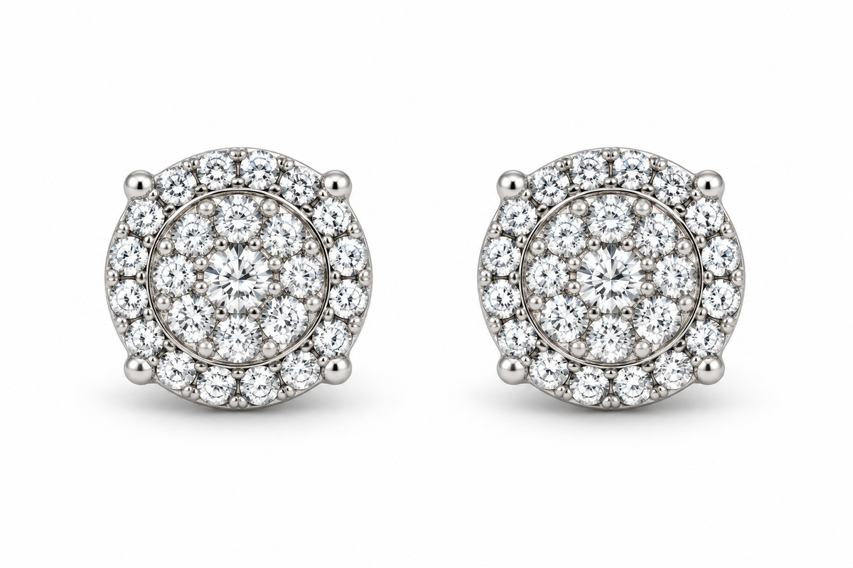925 Moissanite Circle Cluster Earrings