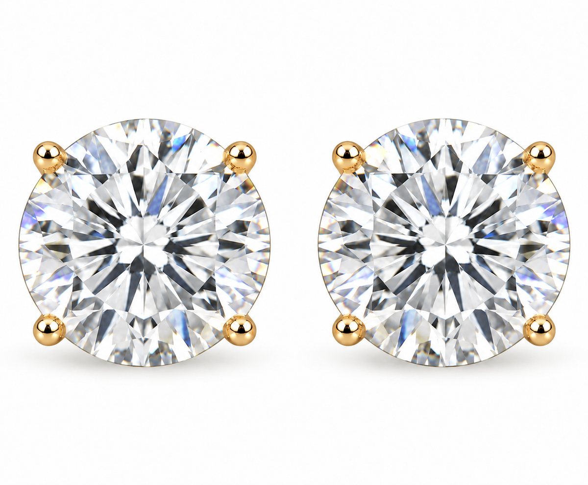 925 8ctw Moissanite Solitaire Earrings Gold Plated