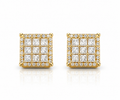 925 Moissanite Square Cluster Earrings Gold Plated