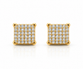 925 Moissanite Square Cluster Earrings – Gold Plated