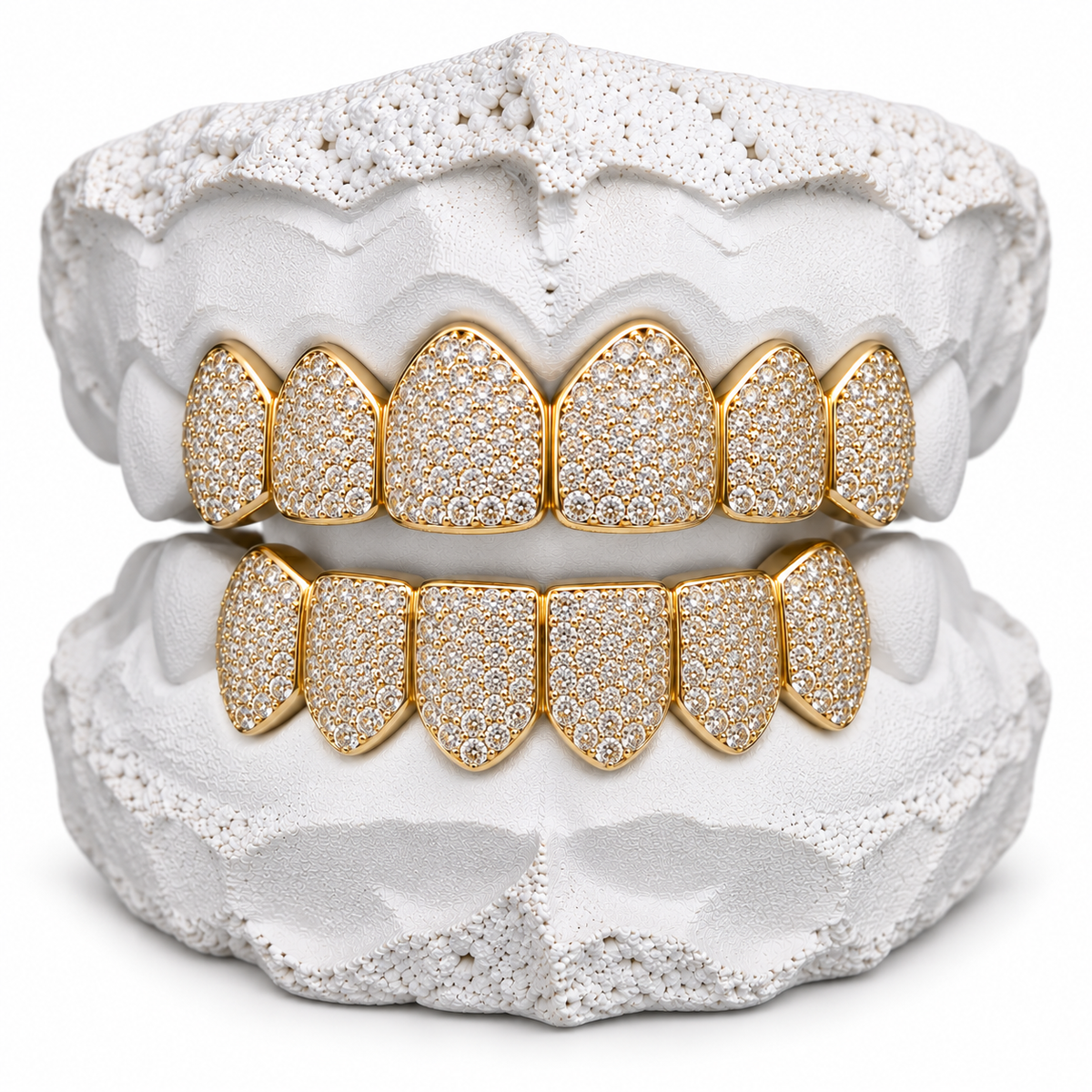 10K Moissanite Gold Honeycomb Set Grillz