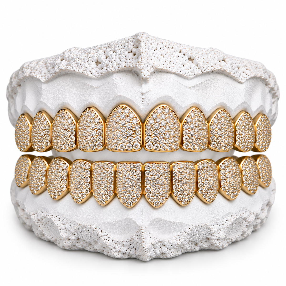 10K Moissanite Gold Honeycomb Set Grillz