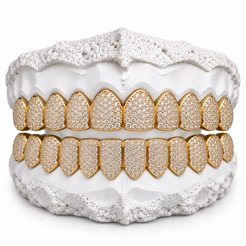 10K Moissanite Gold Honeycomb Set Grillz