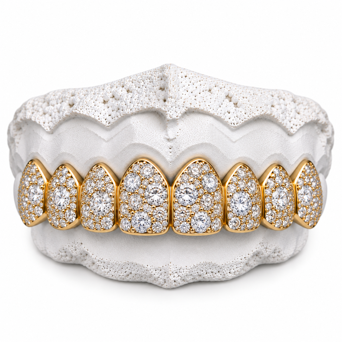 10K Moissanite Gold Mosaic Set Grillz