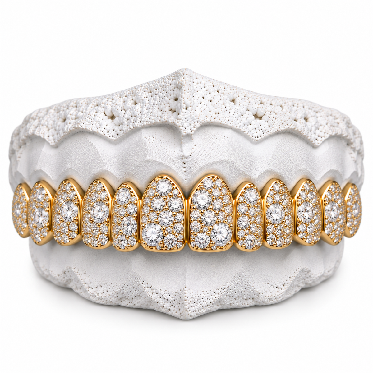 10K Moissanite Gold Mosaic Set Grillz