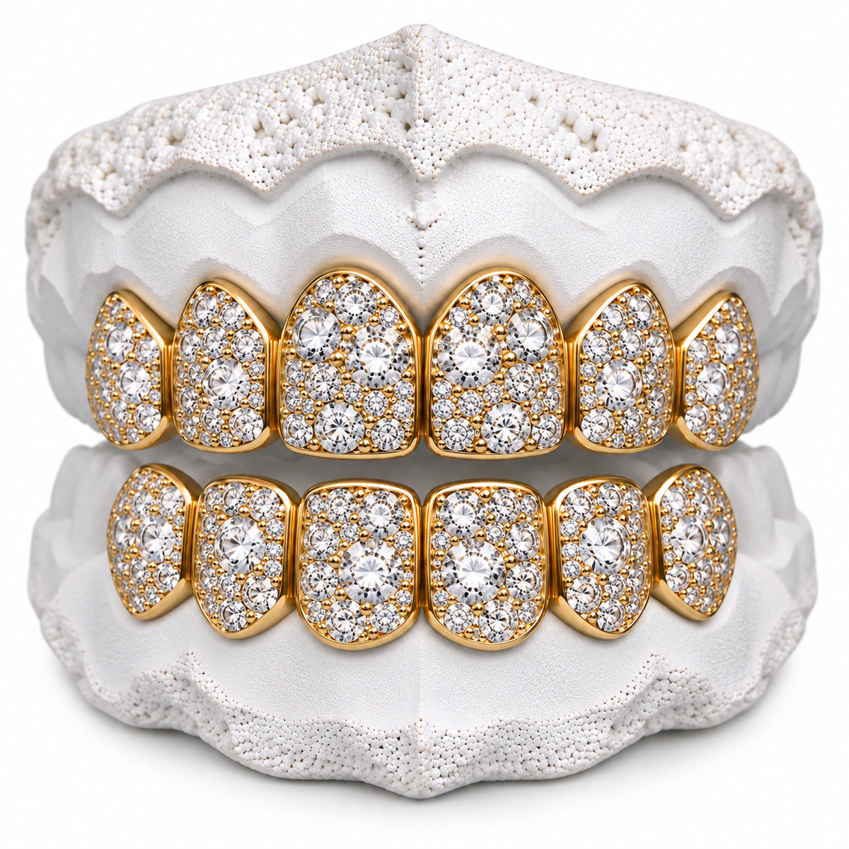 10K Moissanite Gold Mosaic Set Grillz