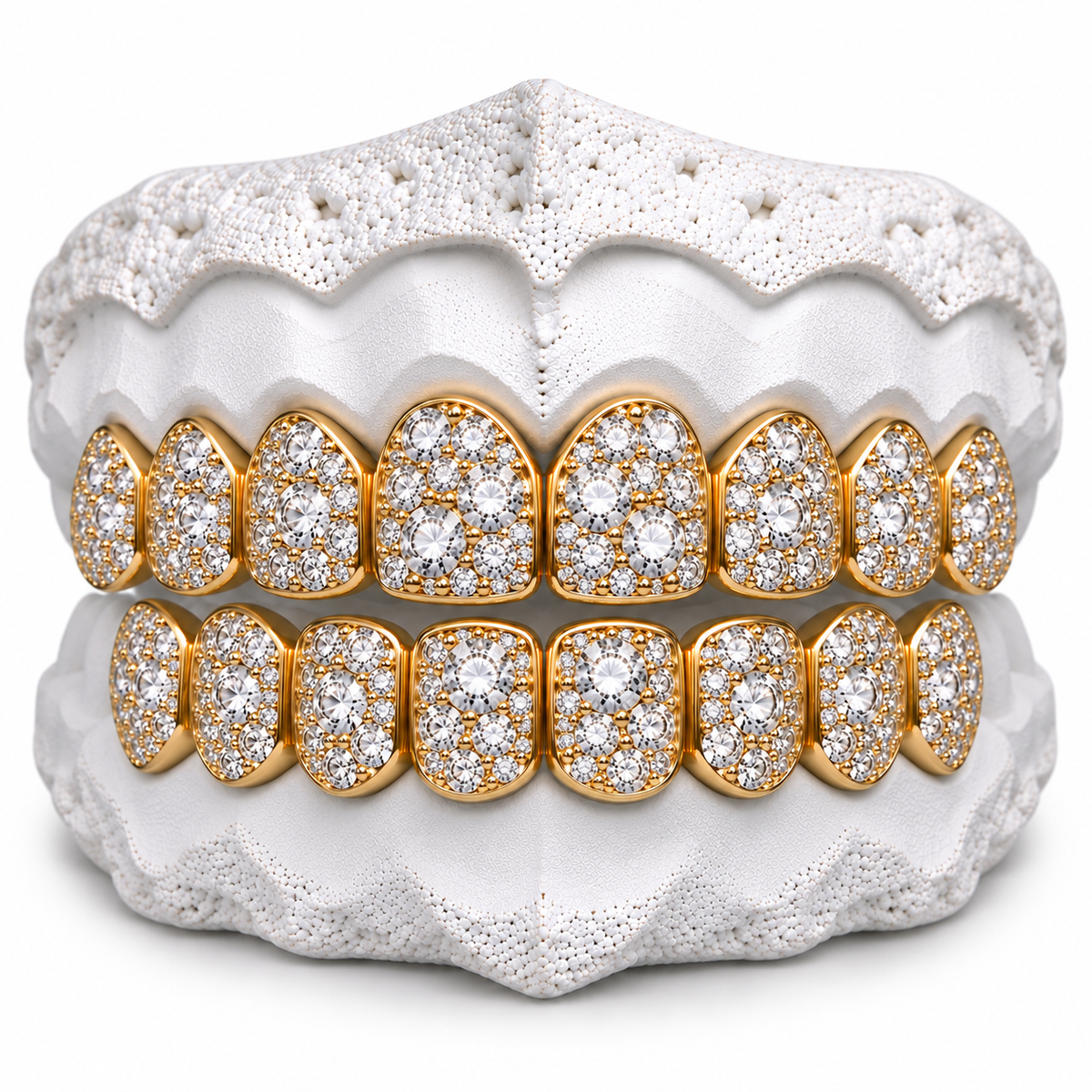 10K Moissanite Gold Mosaic Set Grillz