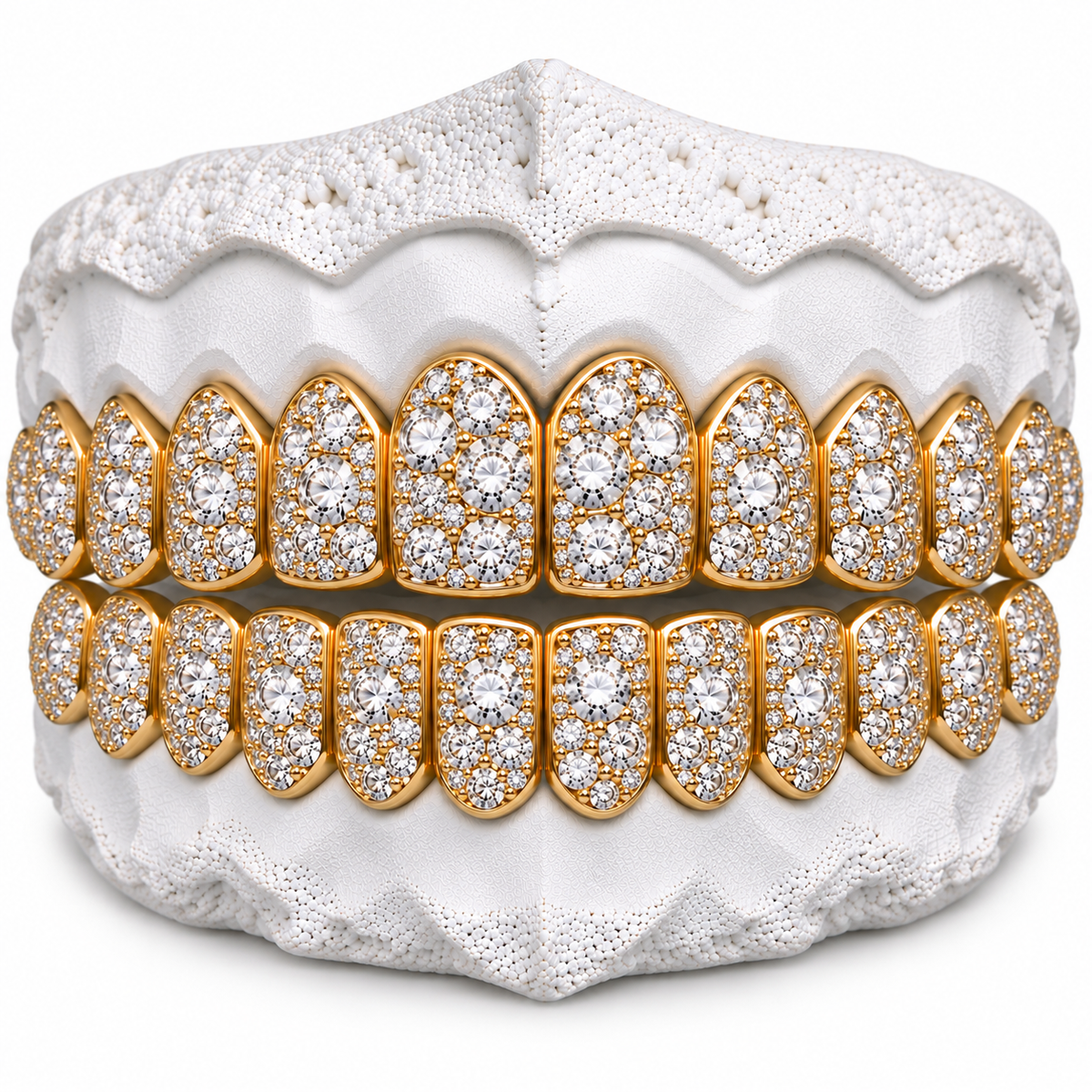 10K Moissanite Gold Mosaic Set Grillz