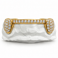 10K NATURAL DIAMOND SOLID ICED 6 TEETH CONNECTING BRIDGE GRILLZ BAR [CUSTOM FIT]