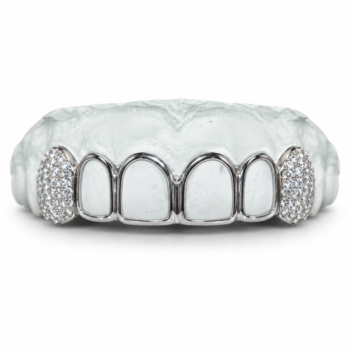10K NATURAL OPEN FACE WITH ICED FANGS GRILLZ