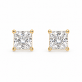 10K Solid Gold Princess Cut Moissanite Studs