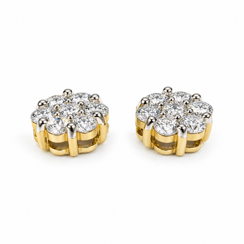 10K Natural Diamond Flower Earrings [ALL SIZES]
