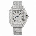 925 AM Moissanite Flooded Cartier Santos Watch
