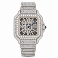 925 AM Moissanite Flooded Cartier Skeleton Watch