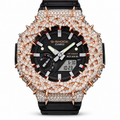 925 AM Moissanite Flooded G-Shock GA-2100 Watch w/ Crown