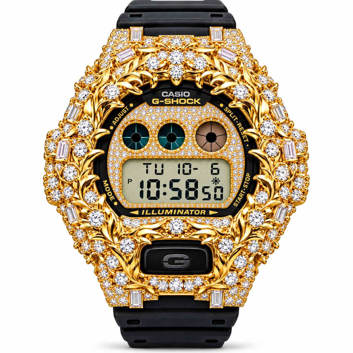 925 AM Moissanite Flooded G-Shock GA-2100 Watch